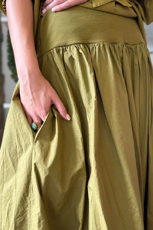 Paloma Tela Bubble Skirt Mucky Olive